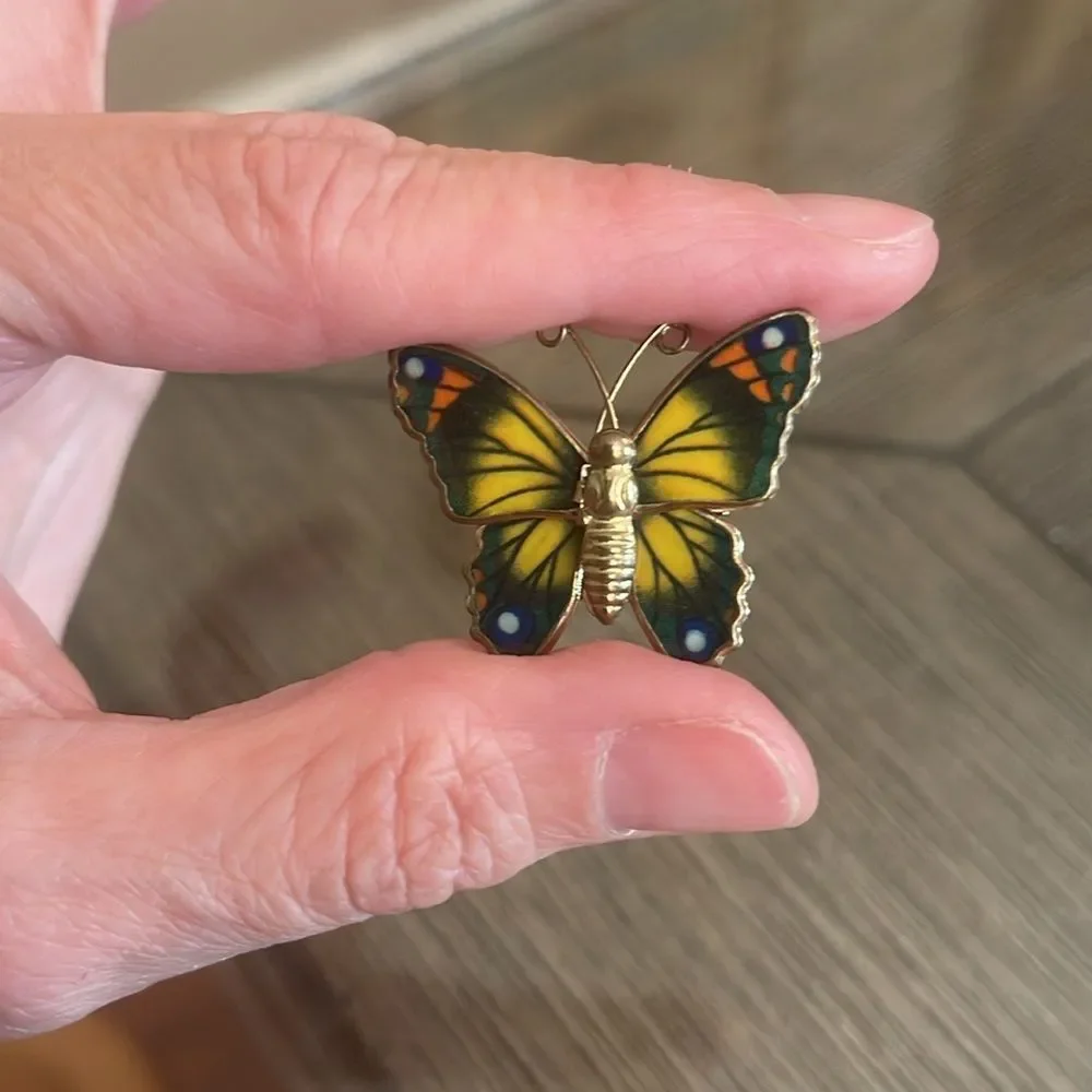 Vintage Colorful Butterfly Pin Resin Wings